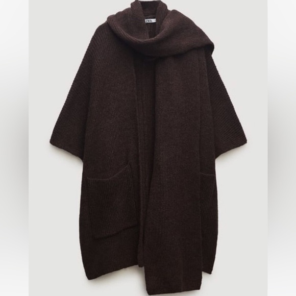 Zara blogger favorite knit cardigan with scarf - Picture 3 of 8